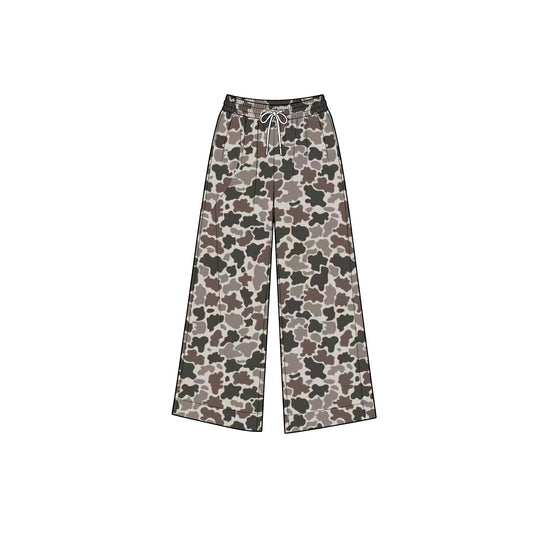 Preorder moq 5 Baby Girls Grey Camo Pockets Yoga Active Straight Pant Bottom