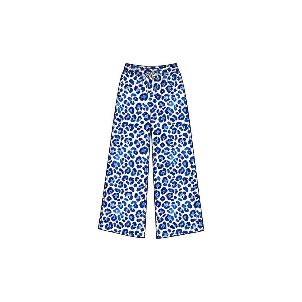Preorder moq 5 Baby Girls Blue Leopard Pockets Yoga Active Straight Pant Bottom