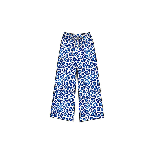 Preorder moq 5 Baby Girls Blue Leopard Pockets Yoga Active Straight Pant Bottom