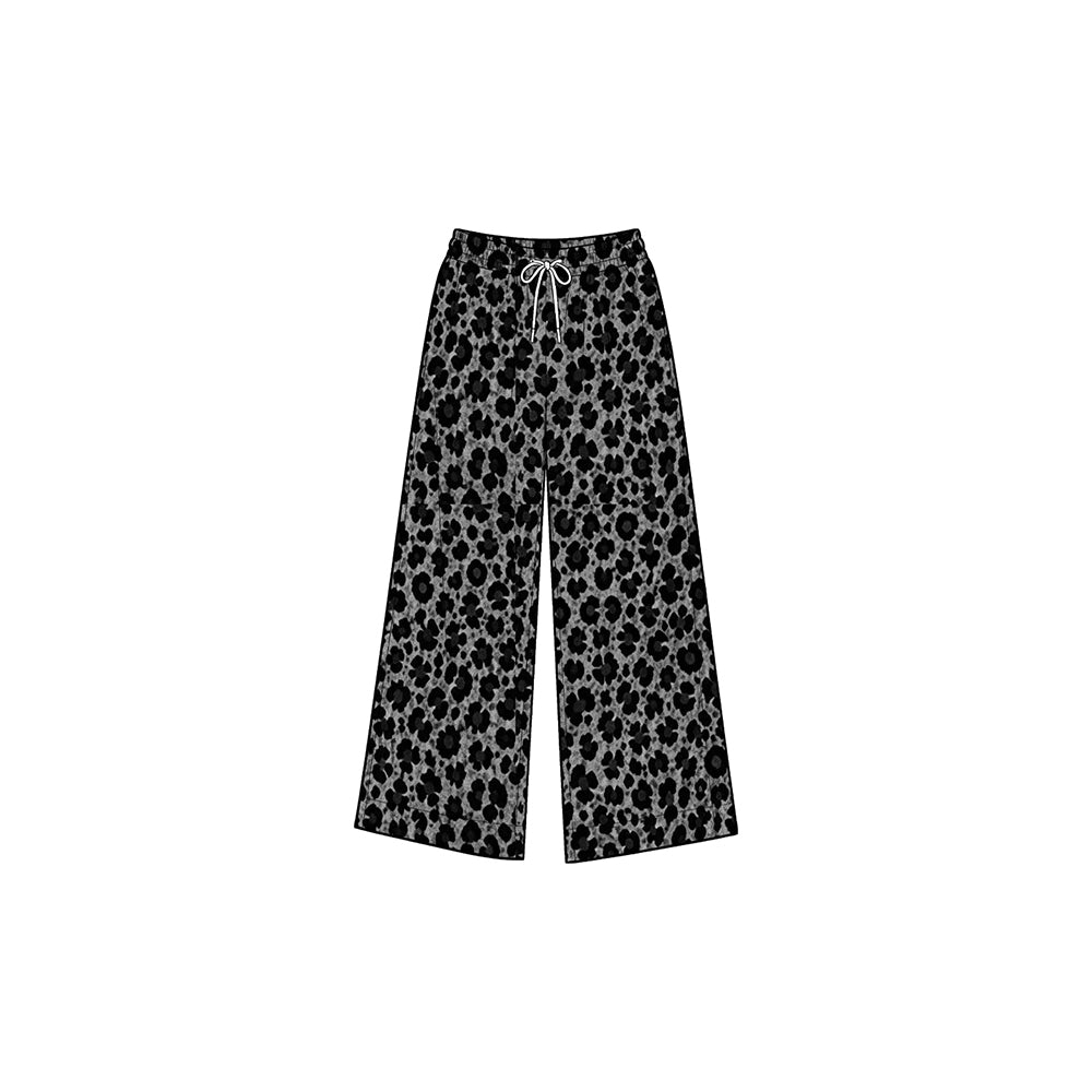 Preorder moq 5 Baby Girls Black Leopard Pockets Yoga Active Straight Pant Bottom