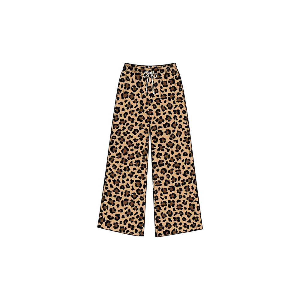 Preorder moq 5 Baby Girls Brown Leopard Pockets Yoga Active Straight Pant Bottom