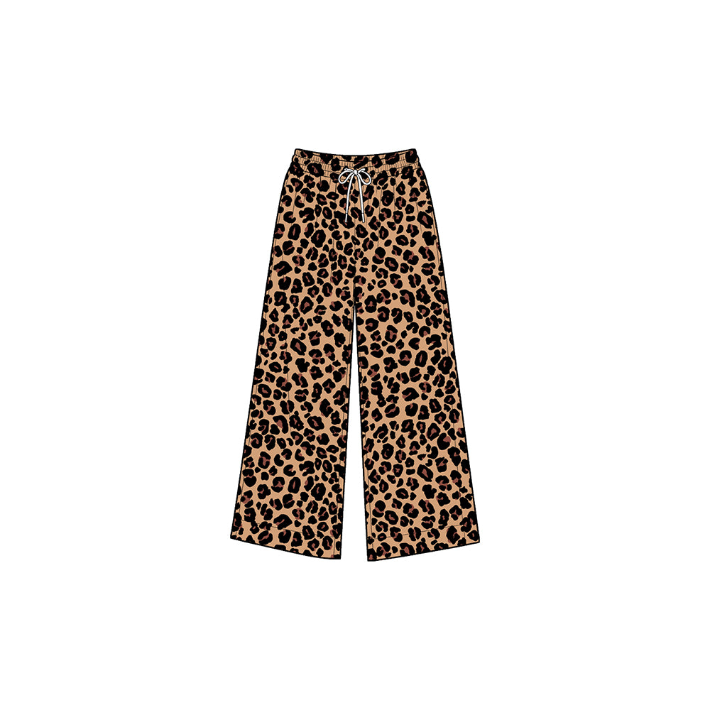 Preorder moq 5 Baby Girls Brown Leopard Pockets Yoga Active Straight Pant Bottom