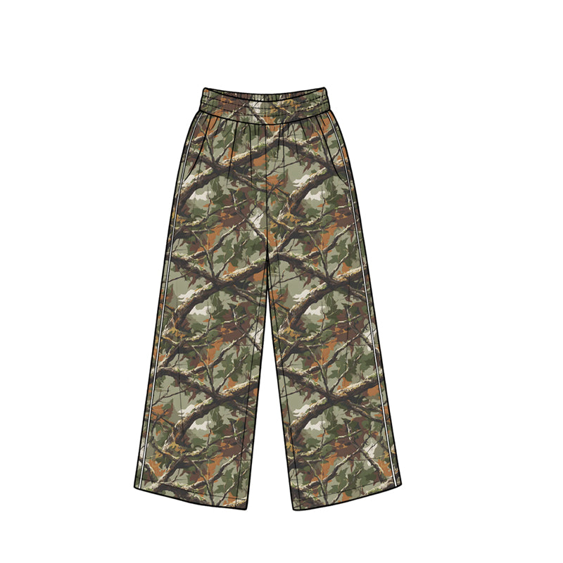 Baby Girls Brown Leaves Camo Pockets Flare Pants Bottom Preorder