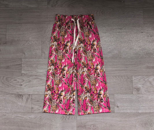 Baby Girls Hot Pink Brown Leaves Camo Yoga Active Flare Pants Bottom Preorder