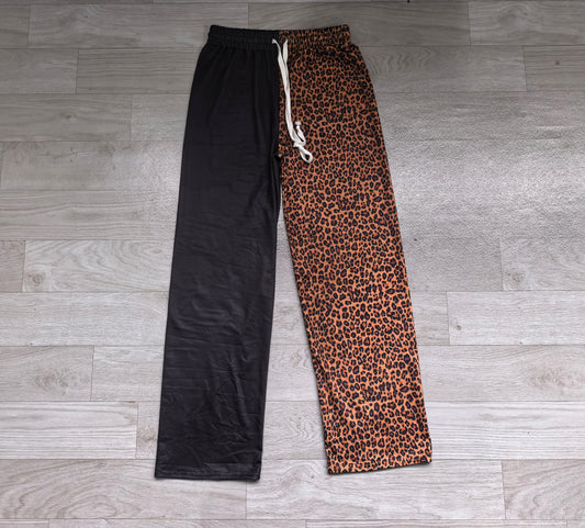 Adult Women Black Brown Leopard Pockets Flare Pants Bottom Preorder