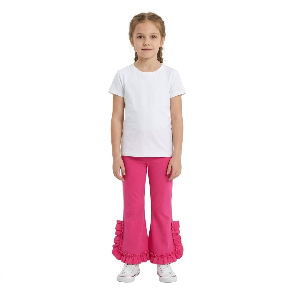 Baby Girls Hot Pink Ruffle Flare Pants Bottom