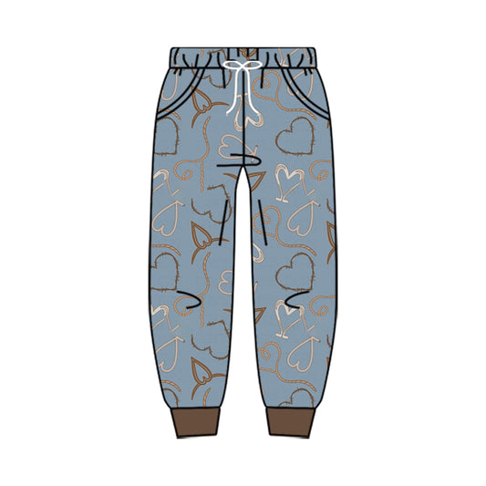 Preorder moq 5 Baby Boys Long Sleeve Hearts Pockets Joggers Pant Bottom