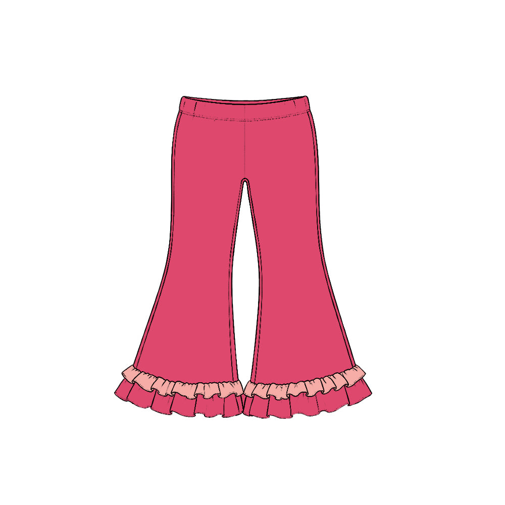 Preorder moq 5 Baby Girls Watermelon Red Cotton Ruffle Flare Pants Bottom