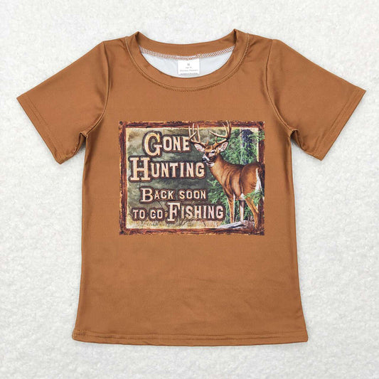 Baby Boys Brown Hunting Short Sleeve Fishing Tee Shirts Tops