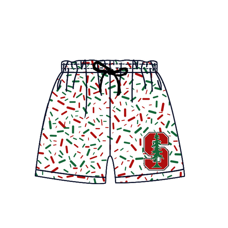 Preorder (moq 5)Baby Boys Red S Trees Drip Team Shorts Bottom