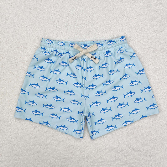 Baby Boys Summer Blue Color Shark Trunks Swimsuits Swimwear