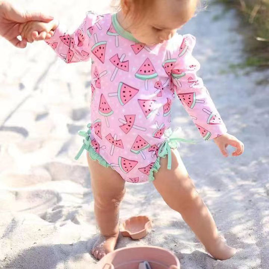 Baby Girls Summer Watermelon Long Sleeve Swimsuits preorder