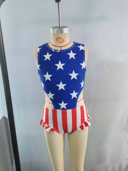 Baby Girls Summer 4th July Stars One Piece Sleeveless Swimsuits preorder