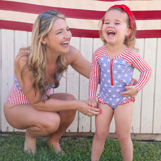 Baby Girls Summer 4th July Stars One Piece Swimsuits preorder