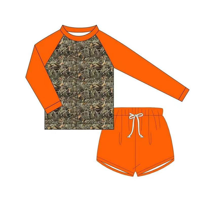 Baby Boys Summer Camo Orange Top Two Pieces Swimsuits preorder