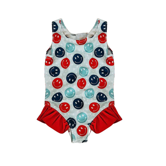 Baby Girls 4th Of July Smiles Ruffle One Piece Swimsuits preorder