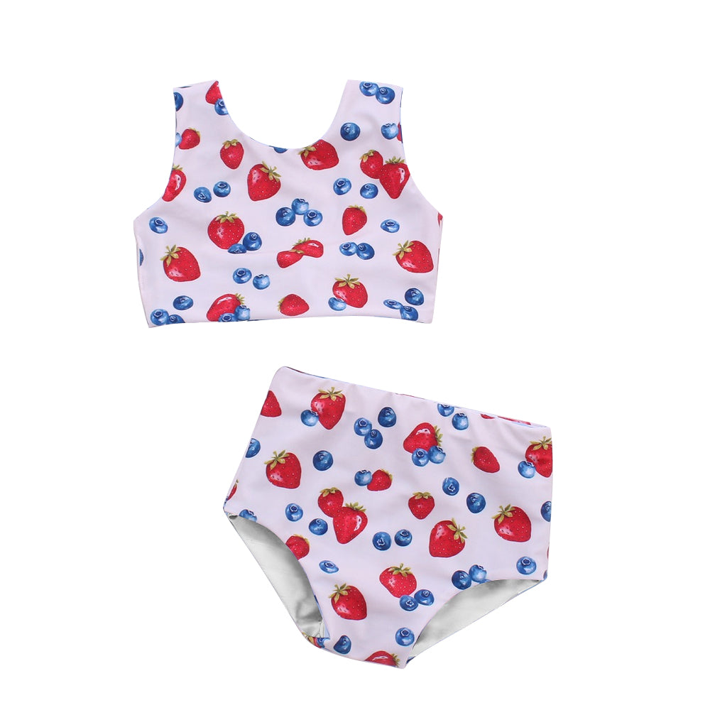 Baby Infant Girls Blueberry Strawberry 2pcs Swimsuits Preorder