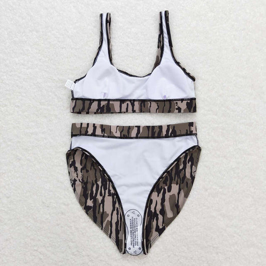 USA Shop Adult Women Green Camo Top Bottom Swimsuits Sets
