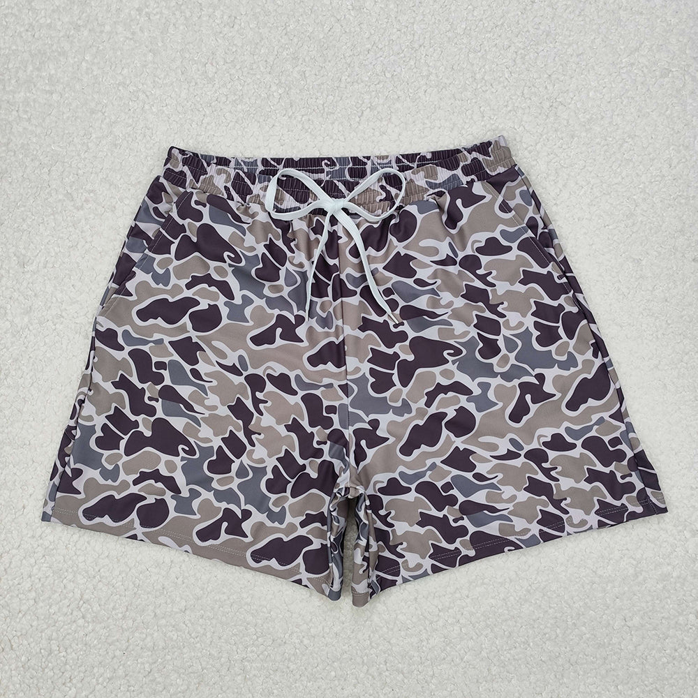 Adult Man Grey Camo Bottom Trunk Shorts Swimwear