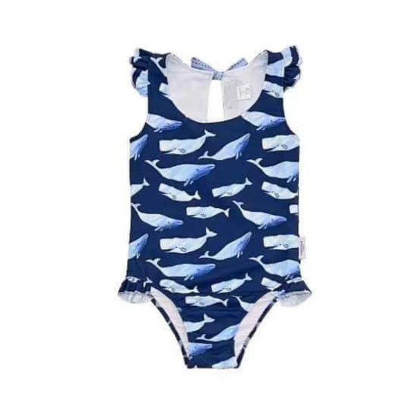 Baby Girls Blue Sharks Sleeveless One Piece Swimsuits Preorder