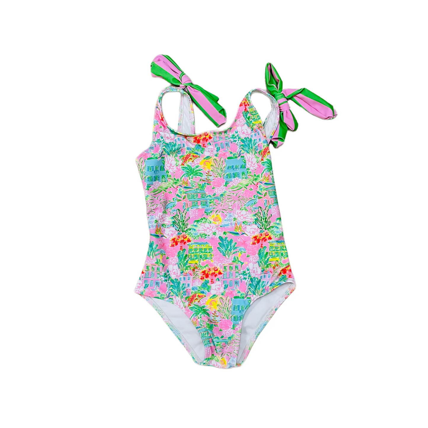 Baby Girls One Piece Pink Flowers Bows Swimsuits Preorder