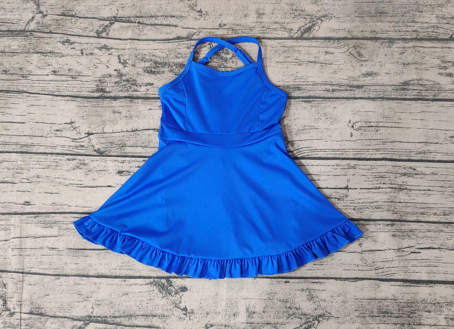 Baby Girls Royal Blue Knit Knee Length Active Wear Athletic Dresses