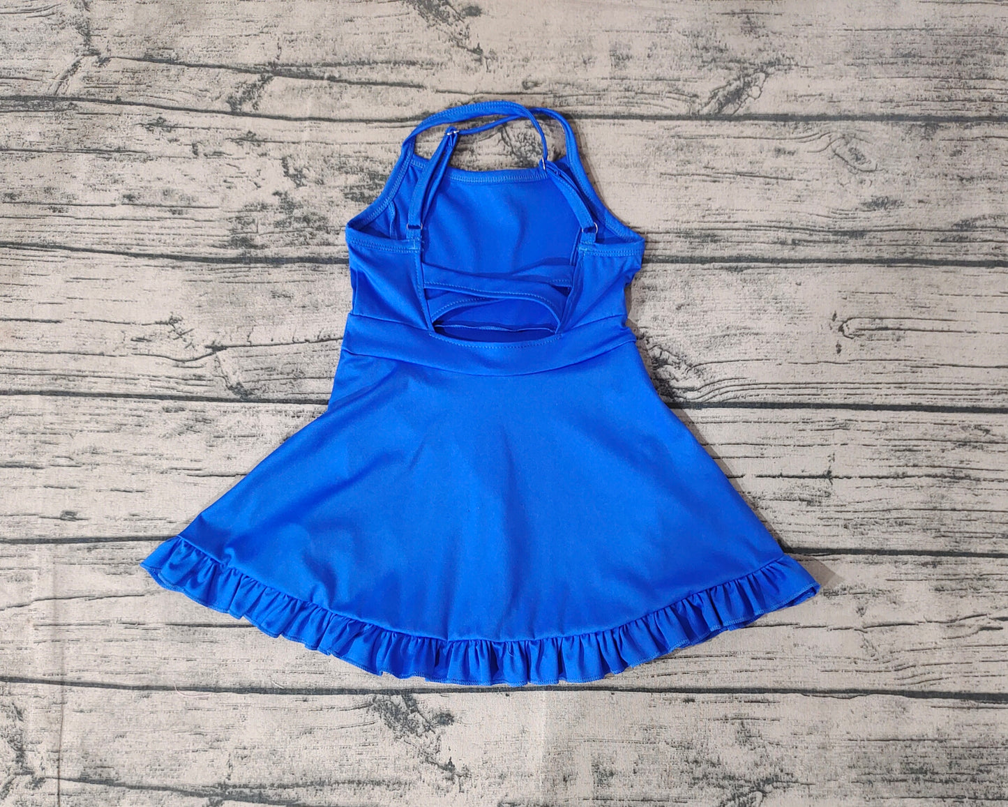 Baby Girls Royal Blue Knit Knee Length Active Wear Athletic Dresses