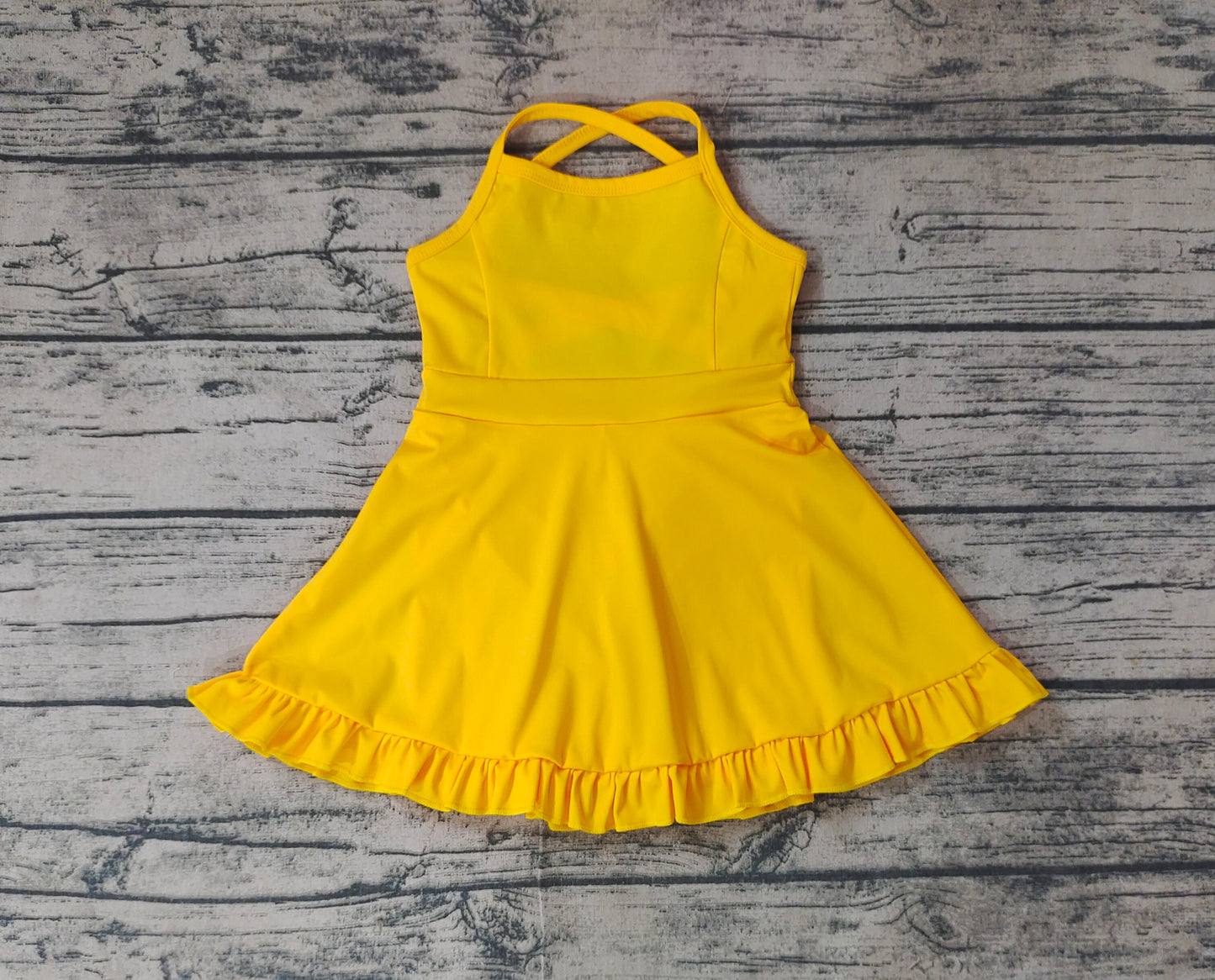 Baby Girls Yellow Athletic Active Wear Knee Length Dresses