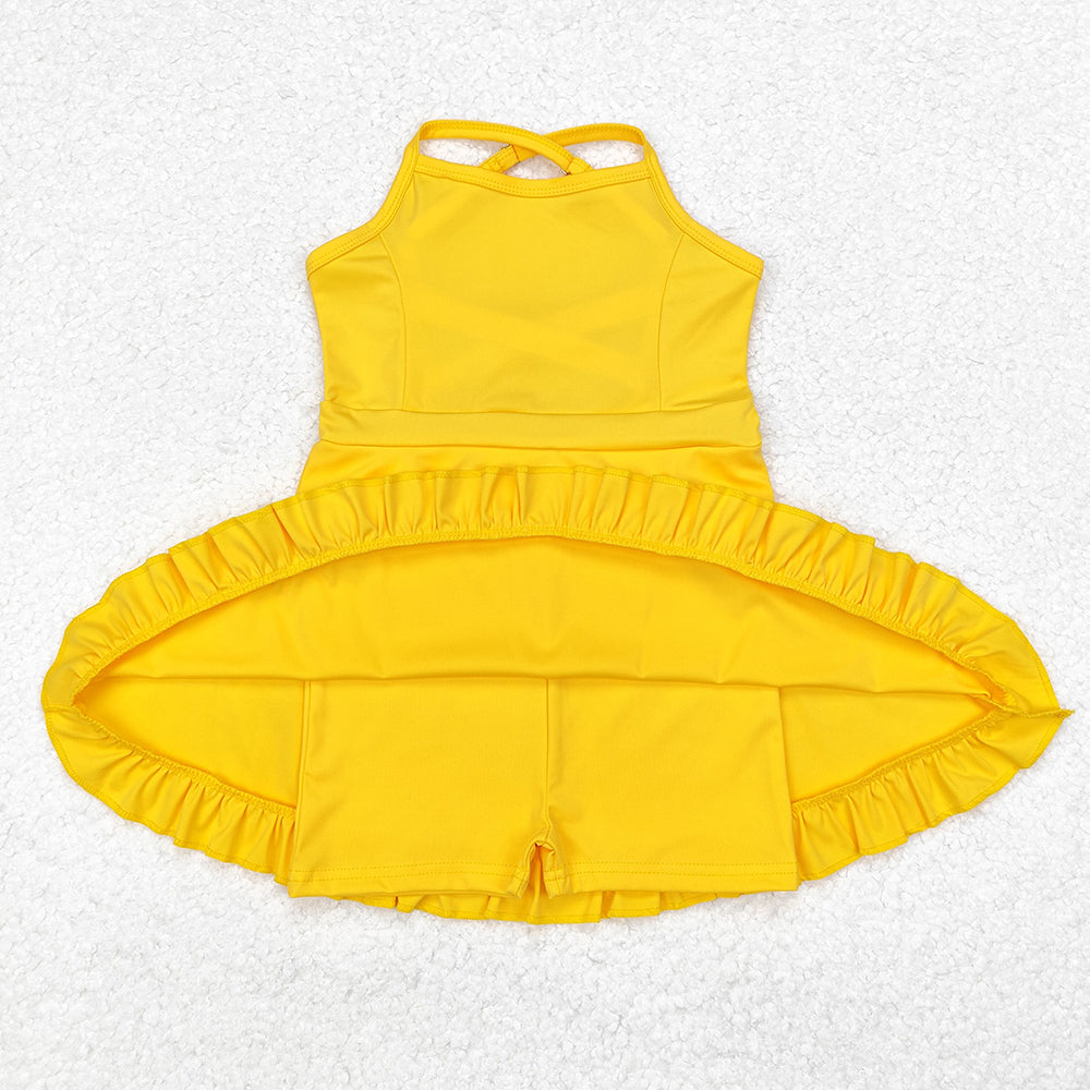 Baby Girls Yellow Athletic Active Wear Knee Length Dresses