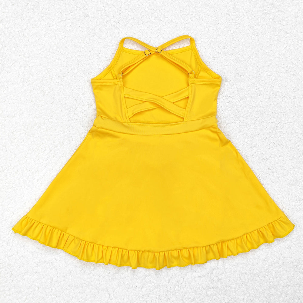 Baby Girls Yellow Athletic Active Wear Knee Length Dresses