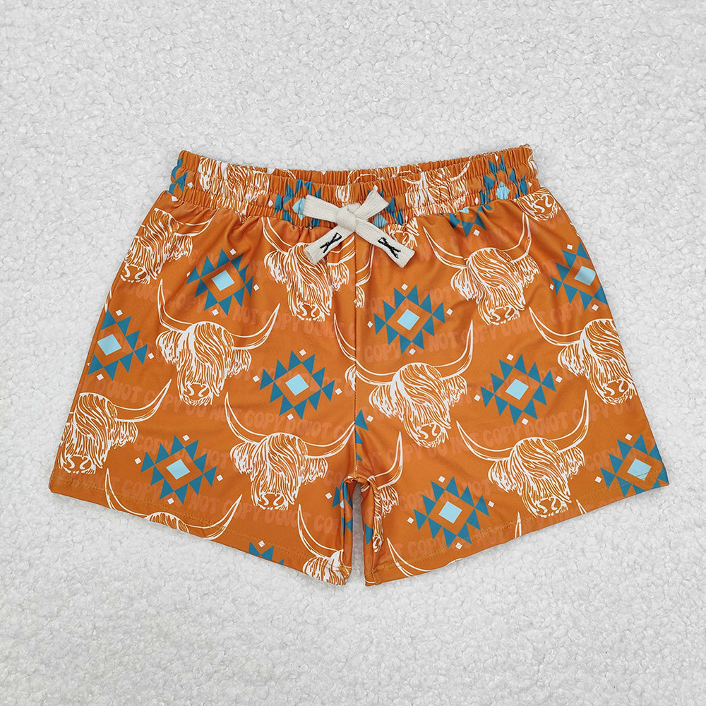 Baby Boys Western Cow Aztec Trunks Bottoms Swimsuits