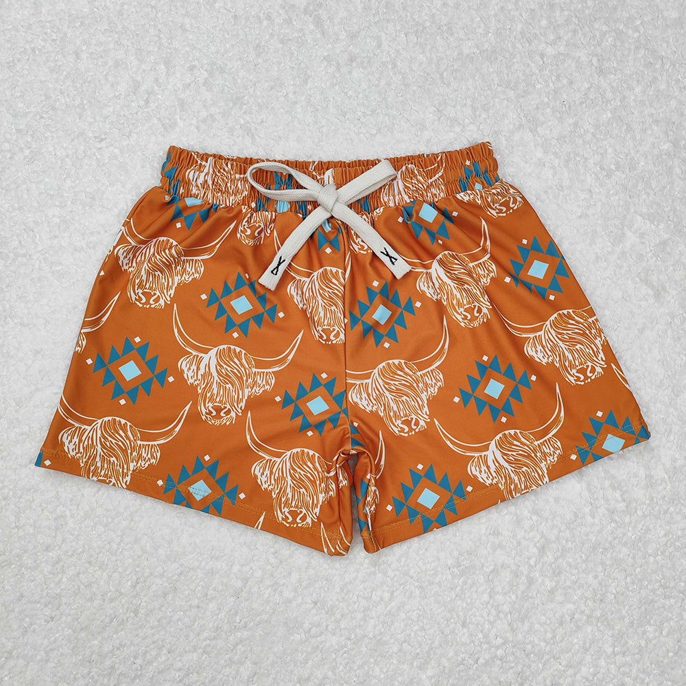 Baby Boys Western Cow Aztec Trunks Bottoms Swimsuits