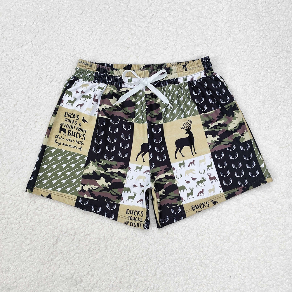 Daddy and Me Baby Boys Green Deers Camouflage Trunks Bottoms Swimsuits