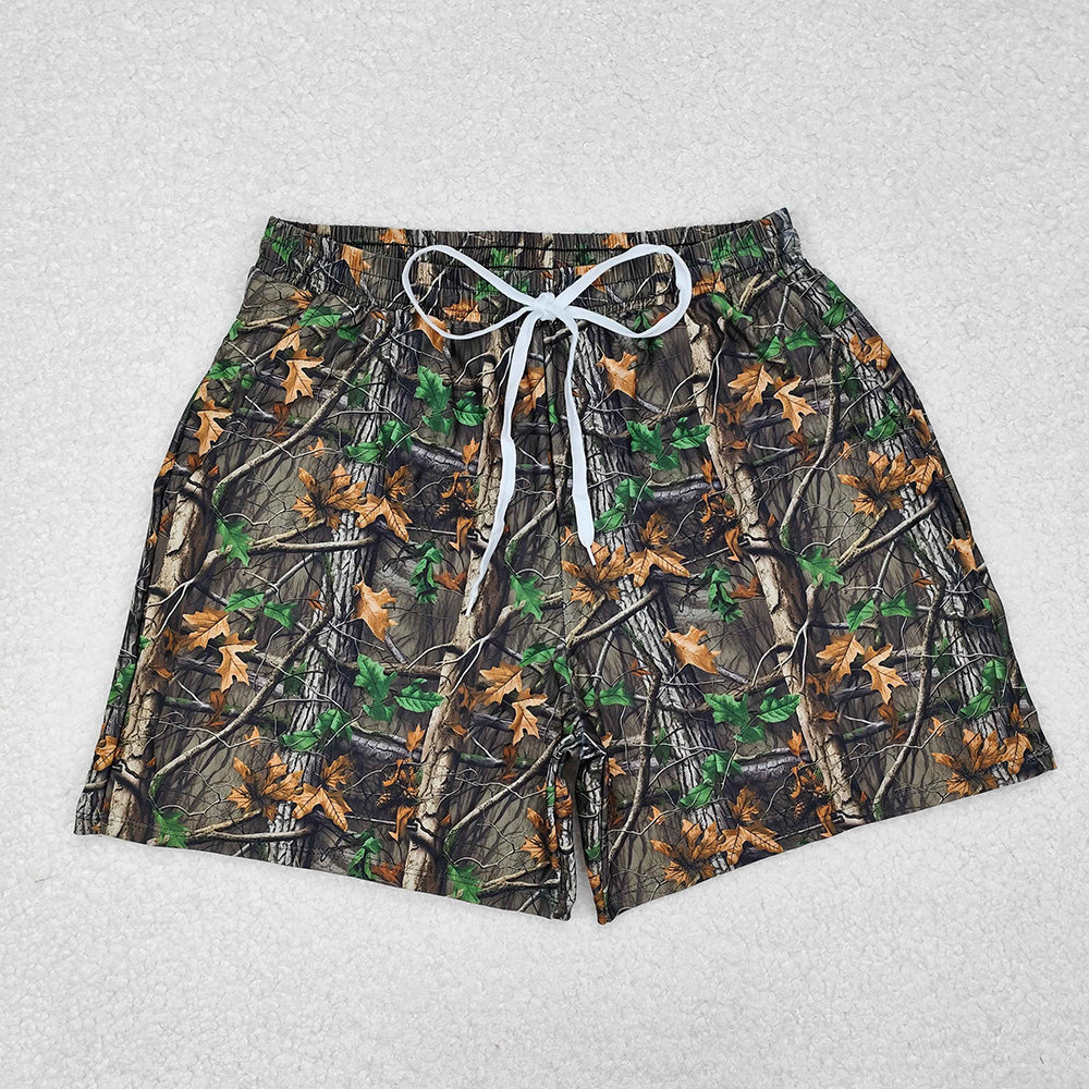 Adult Man Real Tree Camouflage Pockets Bottom Trunks Shorts Swimwear