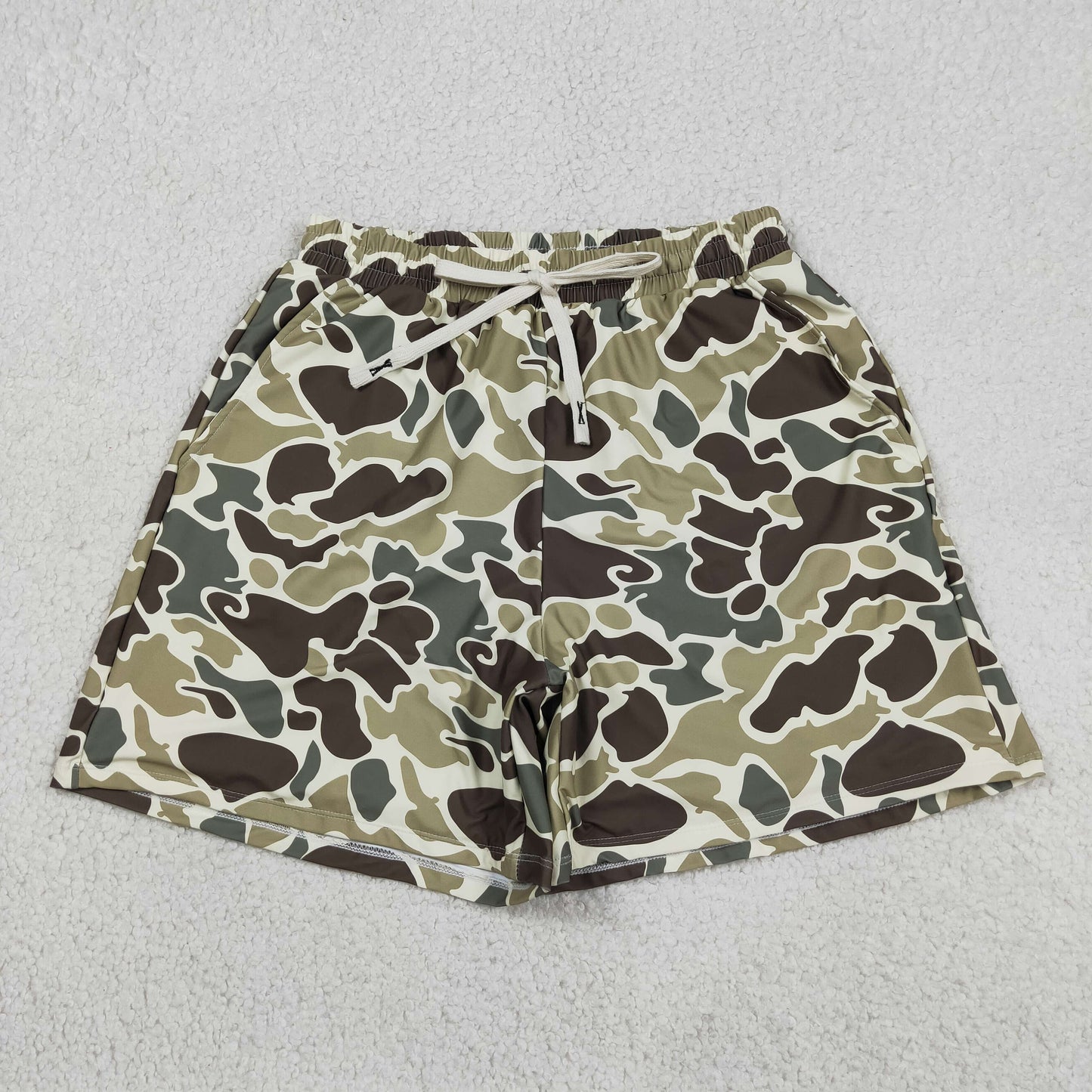 Adult Man Green Camouflage Pockets Bottom Trunks Shorts Swimwear