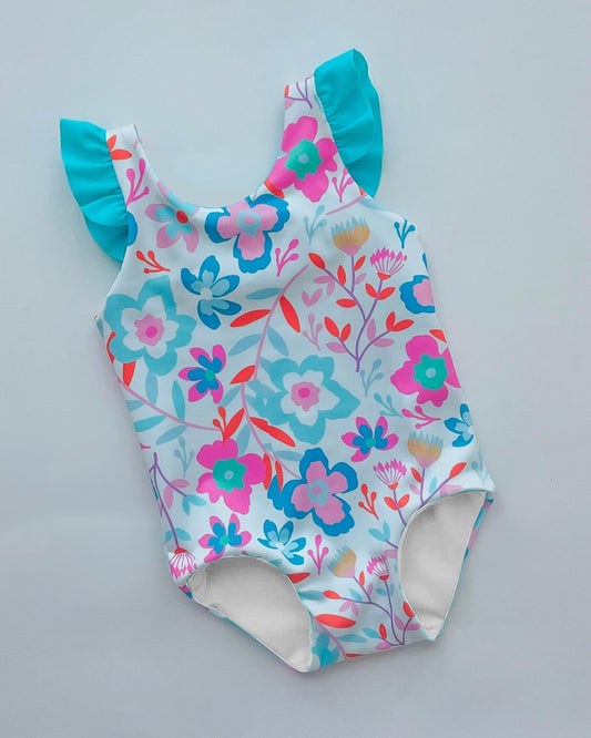 Baby Girls Colorful Flowers One Piece Swimsuits Preorder