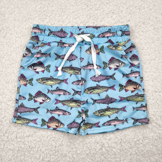 Baby Boys Hot Blue Fishes Swimming Trunks Summer Shorts