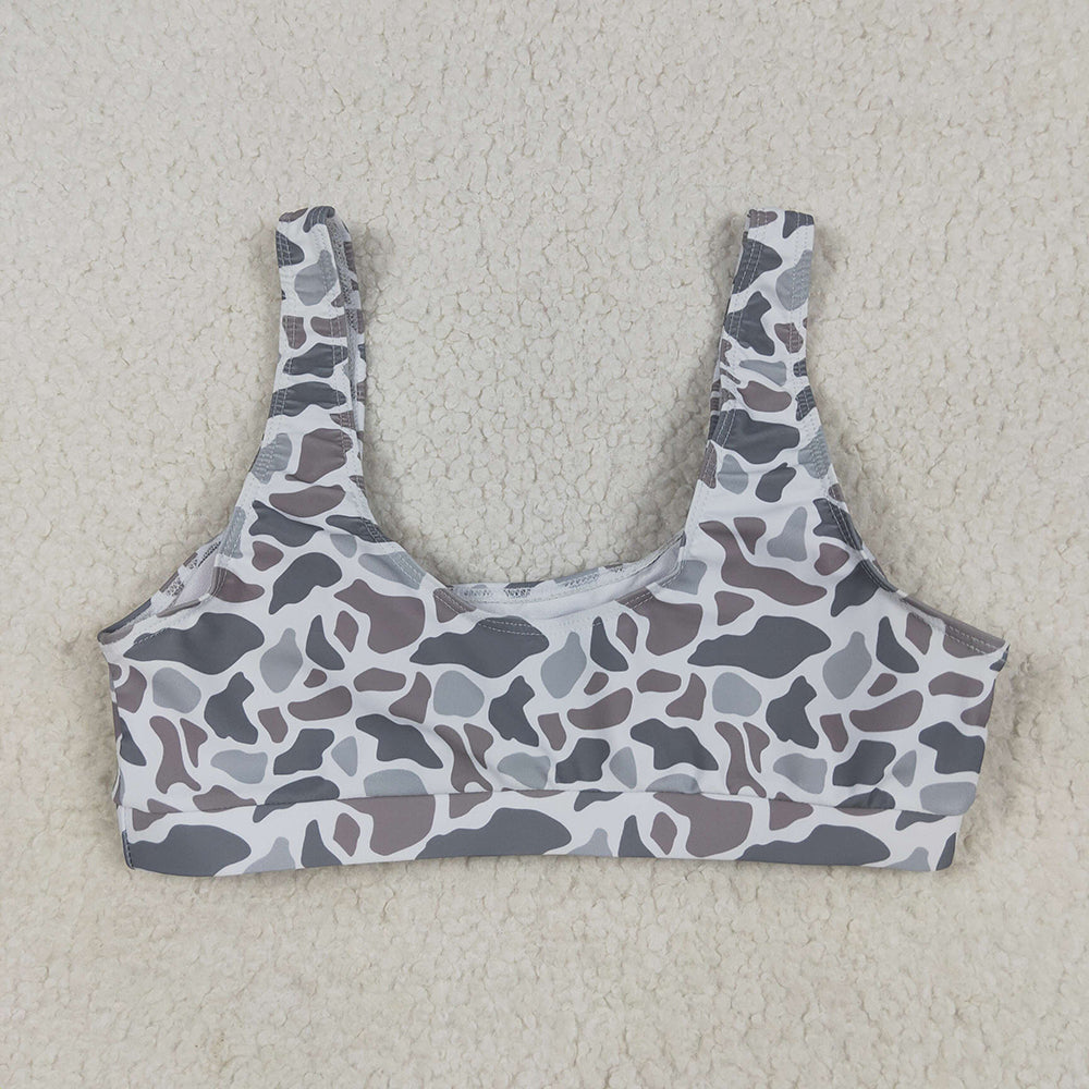 Adult Women Light Grey Camo Bra Swim Top
