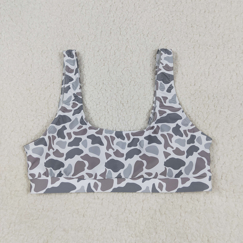 Adult Women Light Grey Camo Bra Swim Top