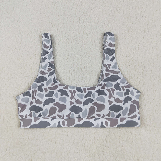 Adult Women Light Grey Camo Bra Swim Top