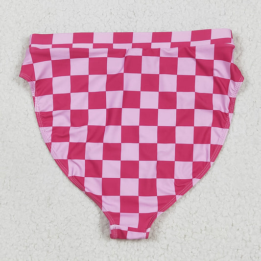 Adult Women Pink Checkered Swim Bottom