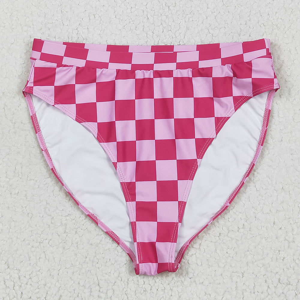 Adult Women Pink Checkered Swim Bottom