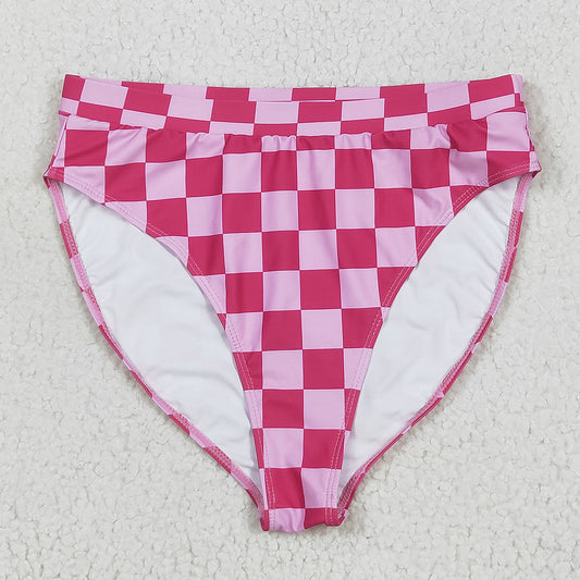 Adult Women Pink Checkered Swim Bottom