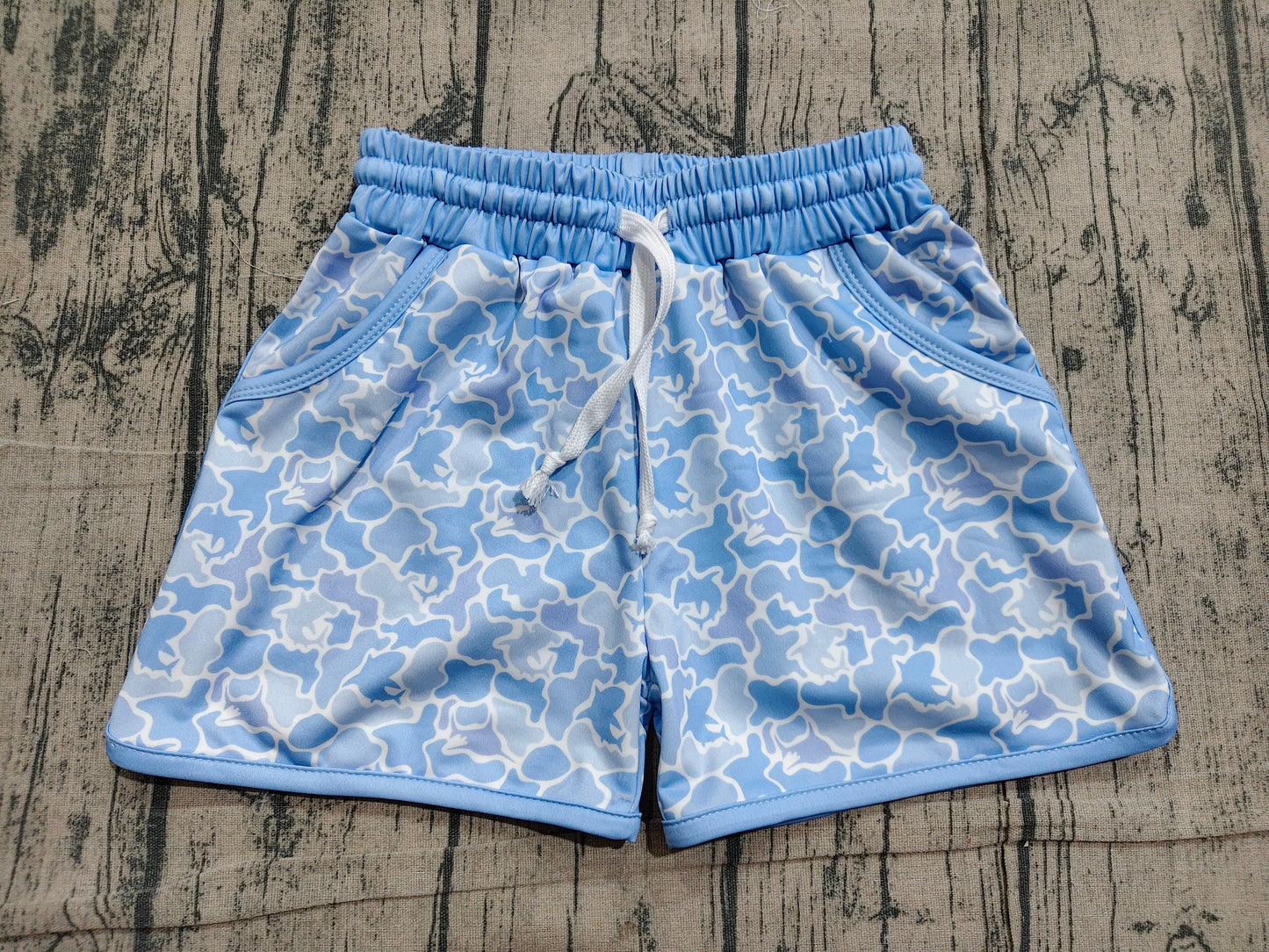 Baby Boys Blue Whales Camo Pockets Swimming Trunks Bottom Preorder