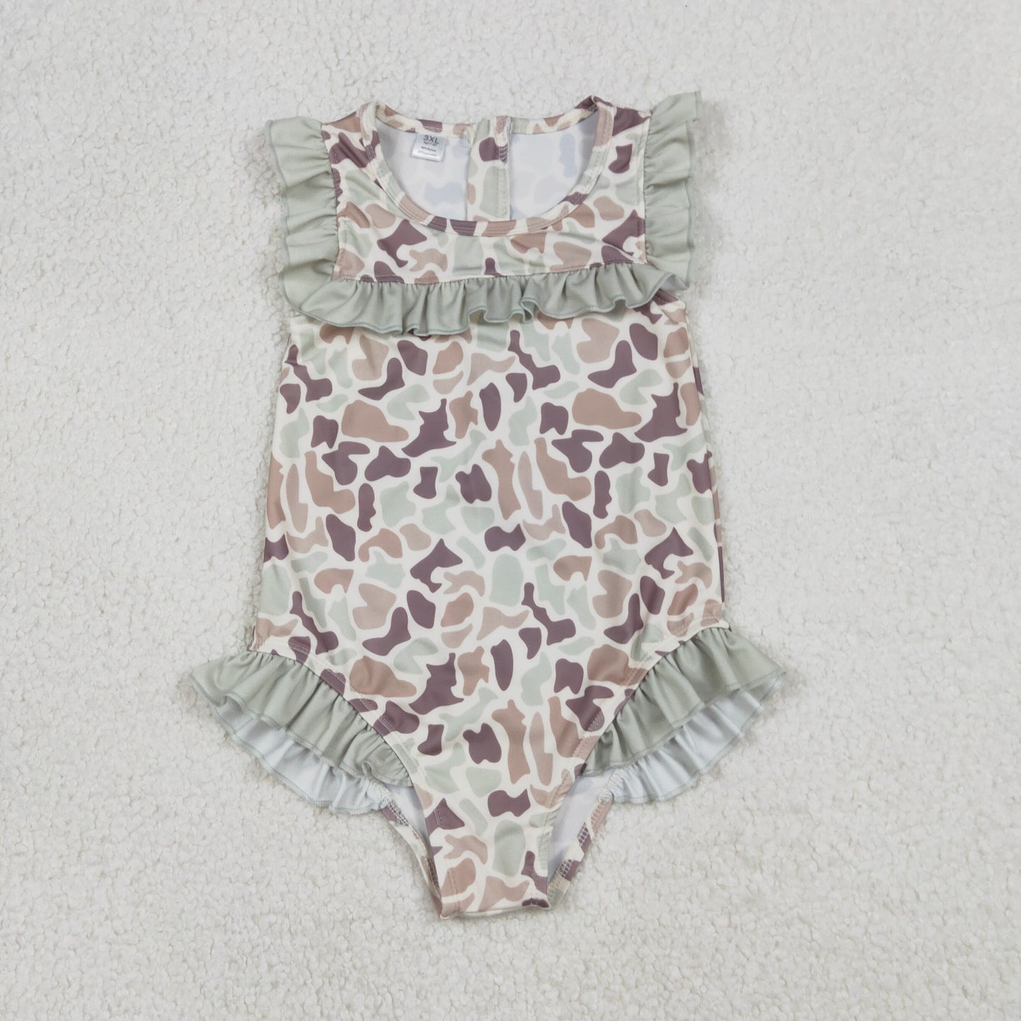 Baby Girls Southern Khaki Camo Ruffle Swimsuits