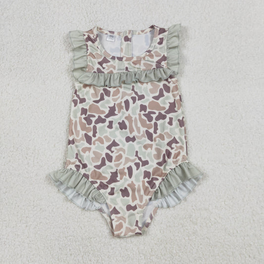 Baby Girls Southern Khaki Camo Ruffle Swimsuits