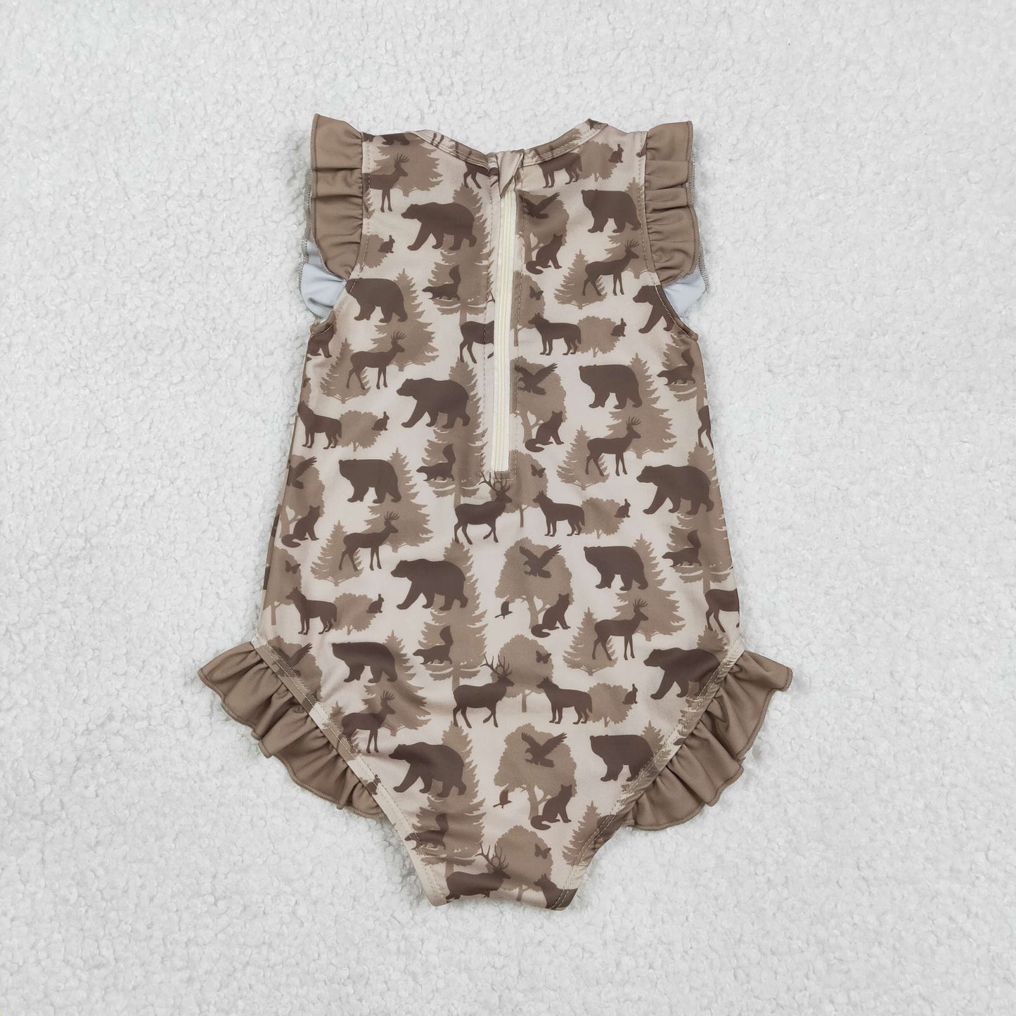 Baby Girls Southern Khaki Deer Bears Camo Ruffle Swimsuits