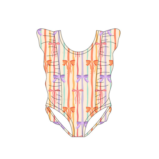 Baby Girls Colorful Stripe Bows Swimsuits Preorder