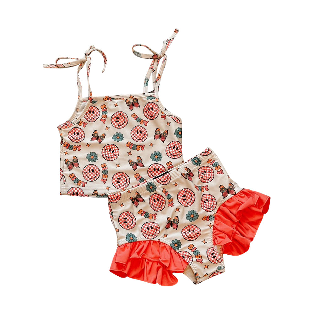 Baby Girls Strap Smiles Butterfly Sissy Top Bummies 2 Piece Swimsuits Preorder