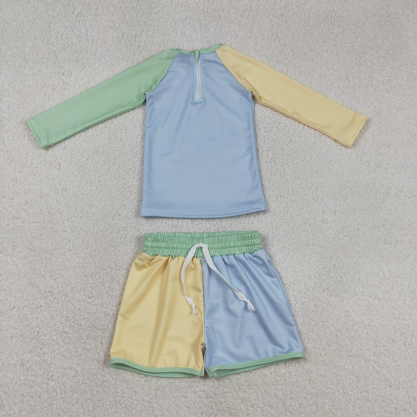 Baby Boys Long Sleeve Yellow Aqua Blue Shirts Top Shorts Swimsuits